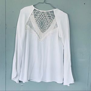 Sage long sleeve white polyester long sleeve top